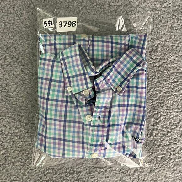 Vineyard Vines Button Down Shirt Boys L 3W0566 Whale Shirt Long Sleeve Checkered - Picture 11 of 11